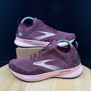 Brooks Women 8 B Levitate 4 Running Shoes Pink Red Sneakers 1203351B671 Trainer